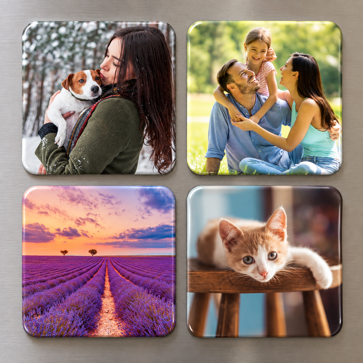4 - Pack 2" x 2" Square Custom Magnets with Rounded Corners